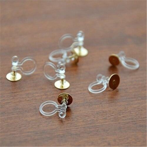 10pcs Ear Clip No Pierced Stainless Steel Blank Earring Stud Base Fit 4mm 6mm Cabochon Settings Bezel Tray Diy Jewelry Making