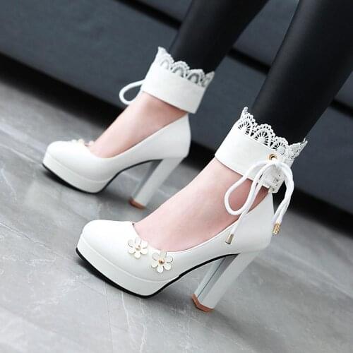 New Fashion High-heeled Waterproof Platform Womens Shoes Shallow Mouth Model Single Shoes Thick with Womens white high heels