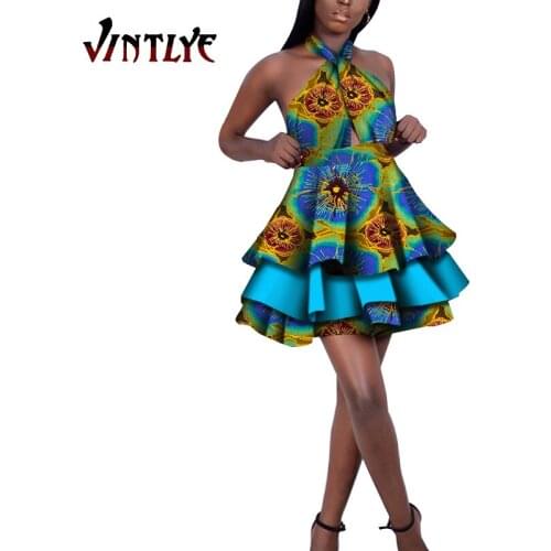 New Women Sleeveless dress African Style Ankara Dresses Cocktail Party Dress africa short skirt african womens skirts WY5501