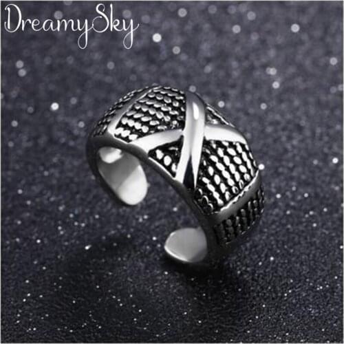 Personality Punk Retro Silver Color Cross Rings For Women Simple Ladies Adjustable Size Ring Wedding Jewelry Anillos