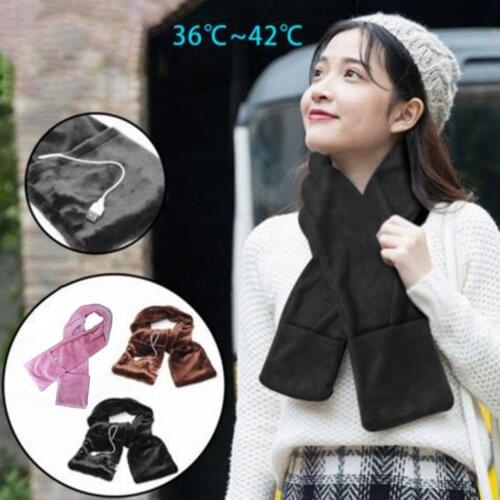 Unisex Winter Rechargeable Heated Scarf USB Heating Neckerchief Plush Collar Fast Heating Skin-friendly Heating Scarf