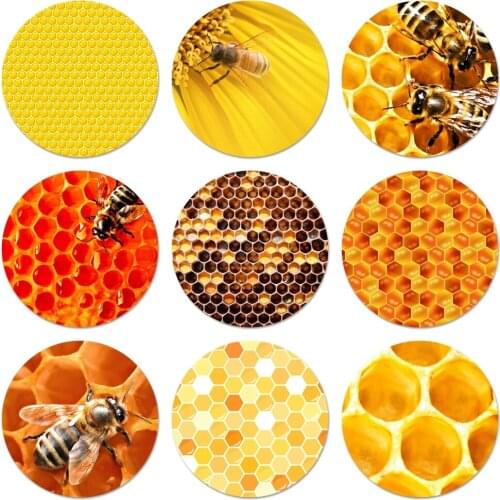 Bumble Bee Honeycomb Honey Icons Pins Badge Decoration Brooches Metal Badges For Clothes Backpack Decoration