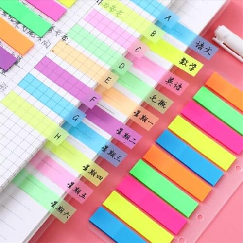 1Set Self Adhesive Fluorescence Memo Pad Sticky Notes Bookmark Marker Memo Sticker Paper Student Office Supplies