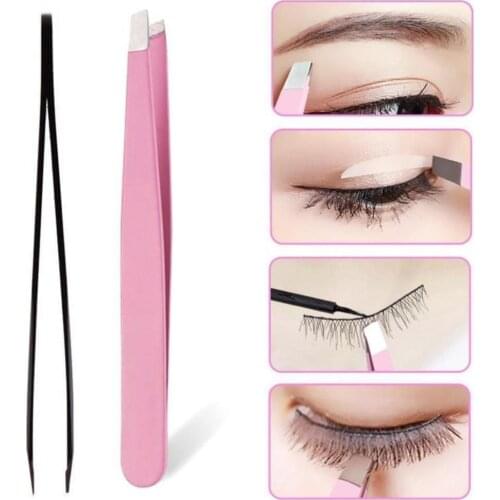 1pcs flower printed Eyebrow Tweezers Stainless Steel Face Hair Removal Eye Brow Trimmer Eyelash Clip Cosmetic Beauty Makeup Tool