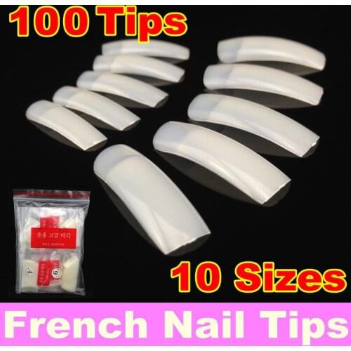 100pcs White Natural Half Cover Acrylic Nails Tips Half Nail Tips Fake Nail With Plastic Box