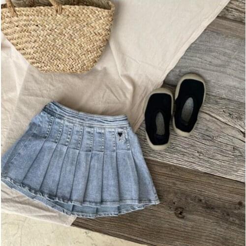 2021 Wholesale New Girls Denim Draped Skirt Autumn Cotton Fashion Girls Skirts 2-8 years XY743