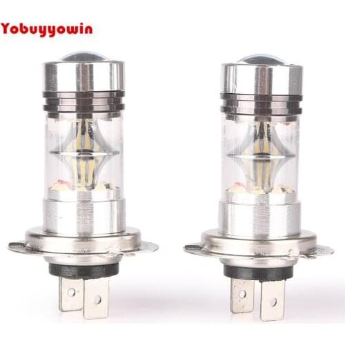 2x Cree Chips 100W High Power LED H7 White 6000K Fog Light Driving Lamp w/ intergrated Top-class IC Control and Heatsink Glue