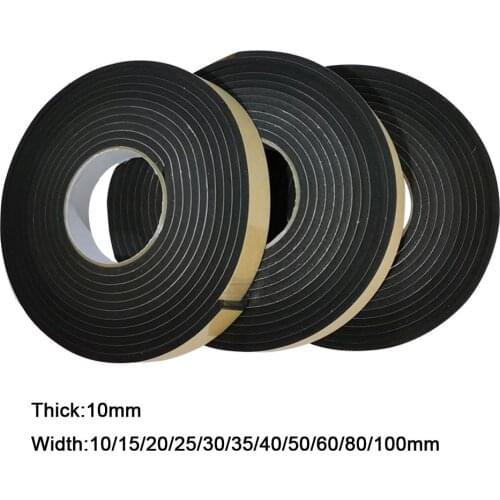 3M Rubber Self Adhesive Sponge Seal Strip Width 10-100mm Thick 10mm EVA Black Foam Anti-collision Seal Gasket