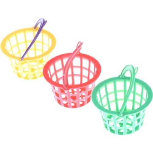 3* Plastic Trash Cans Basket 1:12 Dollhouse Miniature Model Toy Accessories Color Random 4.2cm