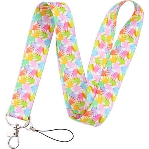 30pcs Colorful Palm Footprints Lanyard for Keys Phone Cool Neck Strap Lanyard for Camera Whistle ID Cute webbings ribbons Gifts