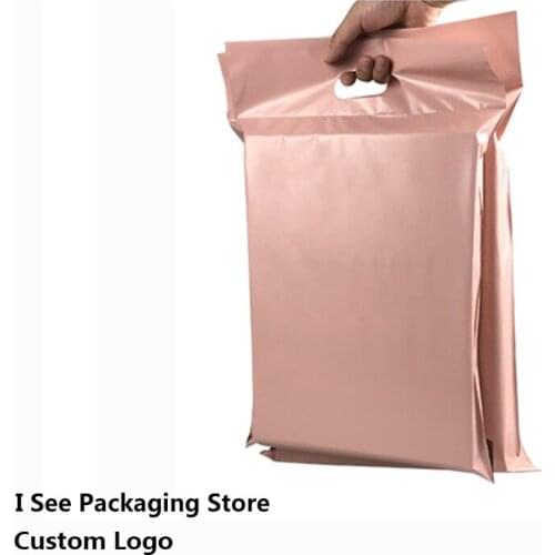50pcs/pack Pink Plastic Tote Express Bag Thicken Waterproof Self Adhesive Seal Pouch Mailing Bags