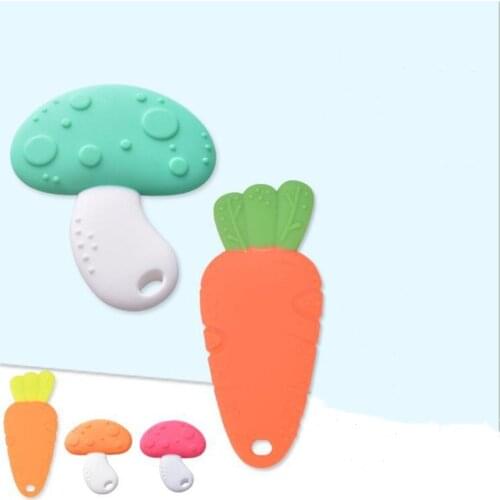 Baby Teether Toys Toddle Safe Mushroom Teething Ring Silicone Chew Dental Care Toothbrush Nursing Beads Gift For Infant