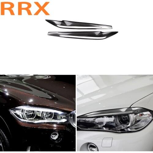 For BMW X5 F15 F85 X5M X6 2014-2018 Carbon Fiber Car Sticker Headlights Eyebrow Eyelids Cover Car Styling Trim Decoration
