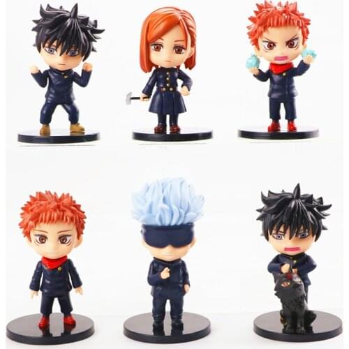 6pcs Japanese Anime Jujutsu Kaisen Figure Q Version Itadori Yuji Gojo Satoru Toys PVC Action Figure Megumi Nobara Satoru Figure