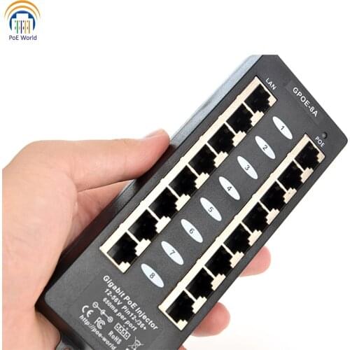 Free Ship 802.3af PoE 12-56V PoE injector Gigabit 8 Port PoE Linker Passive Ethernet Connector For IP Phones