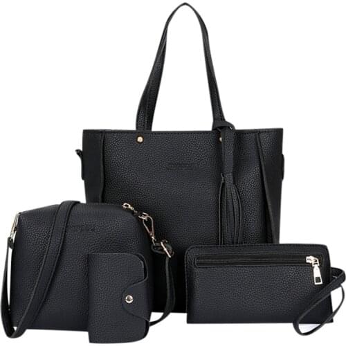 ISHOWTIENDA 4pcs Woman Bag Set Fashion Female Purse and Handbag Four-Piece Shoulder Bag Tote Messenger Purse Bag Drop Shipping