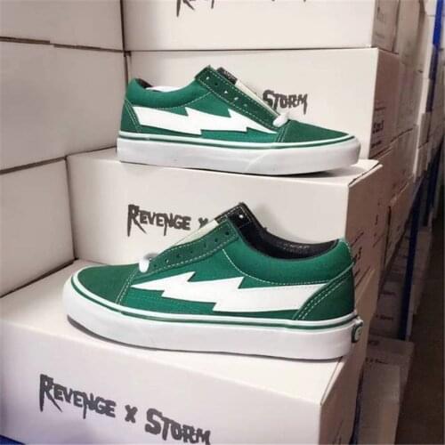 Fashion Classic Revenge Canvas Shoes With Box Men Women Green Vulcanized Shoes Casual Sneakers Lightning Skateboard Shoes