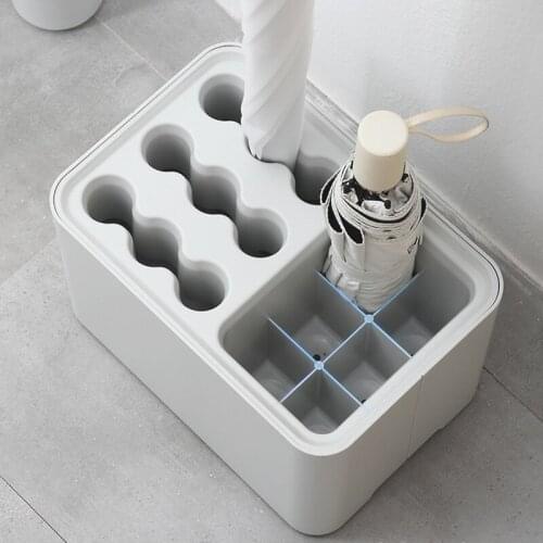 Square Umbrella Stand Living Room Door Shelves Drainable Plastic Umbrella Bucket Office Portable Storage Umbrella Stand