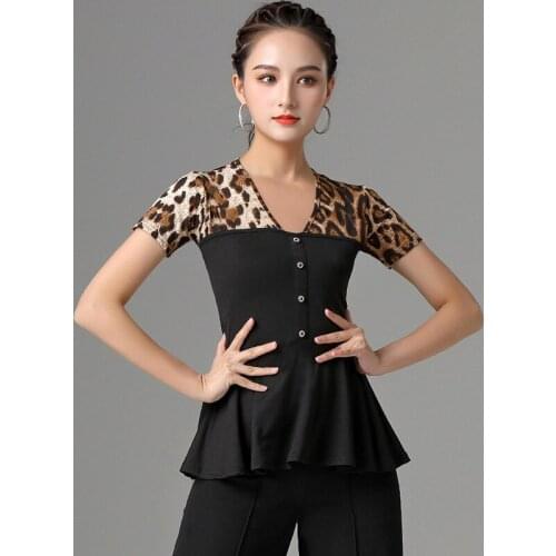 Leopard Ballroom Dance Tops Women Latin Practice Wear Stage Costume Salsa Dance Outfit Tap Dancewear Designer Clothes DL7908