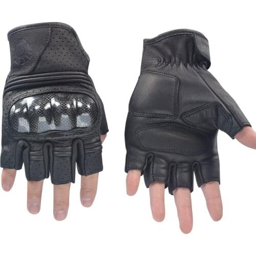 Willbros Motorcycle Motorbike Half Finger Summer Gloves Motocross Riding Mens Woman Unisex Leather Glove