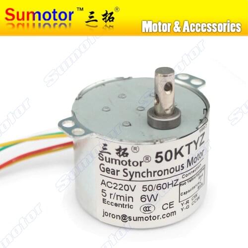50KTYZ 6W 220V AC synchronous gear motor CW/CCW for Monitor platform Advertisement light 1rpm 2.5rpm 5rpm 10rpm 15rpm 30 66 rpm