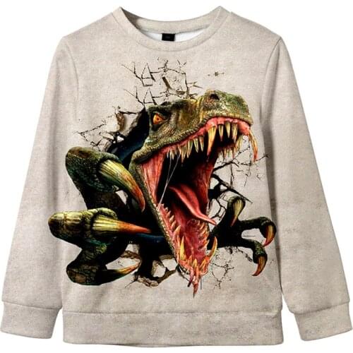 Dinosaur Tyrannosaurus Cartoon 3d Pullover Print Men Women Capless Sweatshirts Tops Long Sleeve O-neck Kawaii Boys Girls Clothes