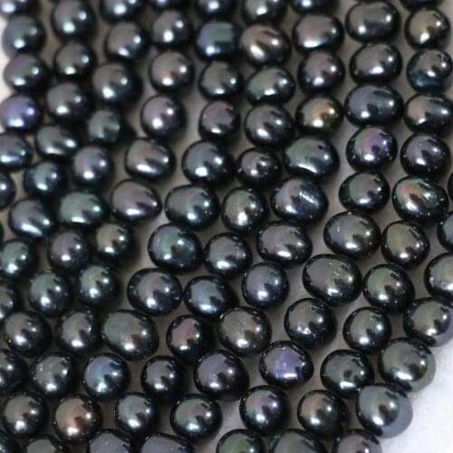 Natural cultured freshwater black pearl nearround loose beads ceremony weddings prom high grade diy jewelry making 15inch B1335