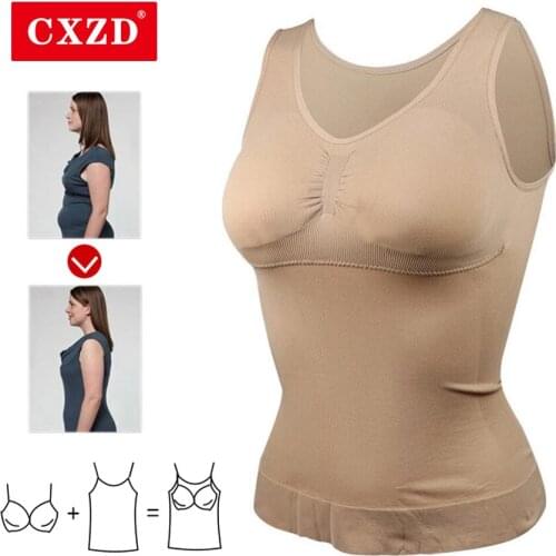 CXZD New Women Shapewear Padded Tummy Control Tank Top Slimming Camisole Removable Body Shaping Compression Vest Corset
