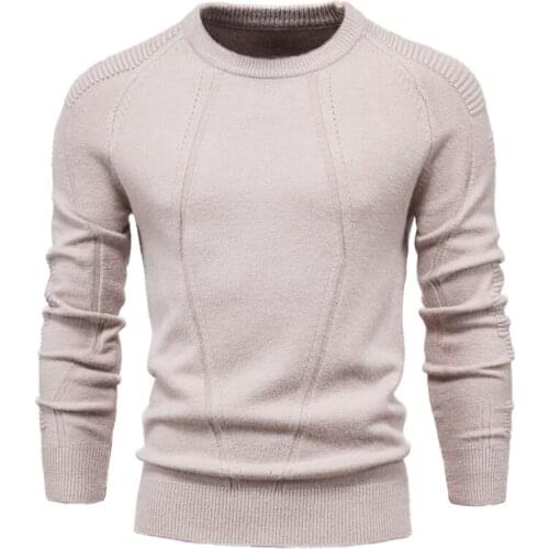 Nuevo Jersey de otoño e invierno de Color liso para hombre, jersey con cuello redondo de geometría, Jersey informal a la moda pa