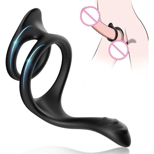 Wholesale Silicone Double Ring Penis Ring Adult Sex Toys for Men High Elastic Strong Lock Ring Testicle Cock Rings Sex Tools