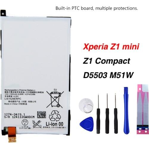 Original LIS1529ERPC Battery For Sony Xperia Z1 Compact D5503 Z1 Mini M51W 2300mAh