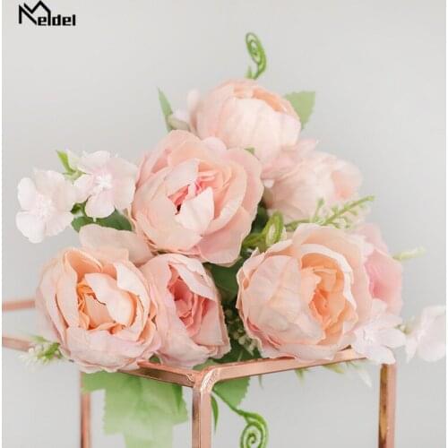 Autumn Artificial Silk Peonies Flowers Bunch 7 Heads Big Peonies Flores Bouquet Wedding Home Fake Flowers Party DIY Decoration