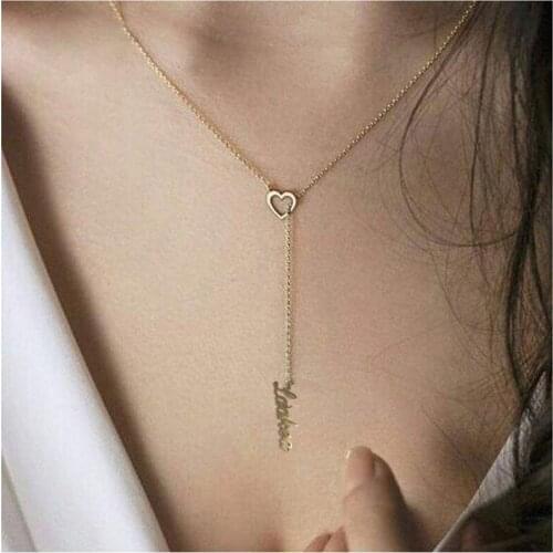 Stainless Steel Custom Name Necklace Personalized Nameplate Jewelry Pendant Fashion Year Heart Necklace For Women Gift