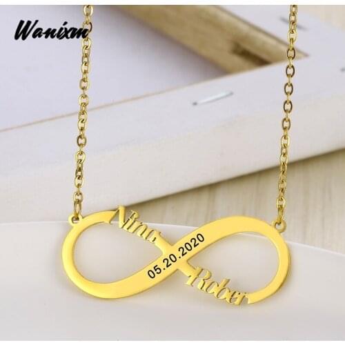 Customized Stainless Steel Infinite Name Layer Necklaces for Women Personalized Custom Marking Letter Necklace Pendant Jewelry