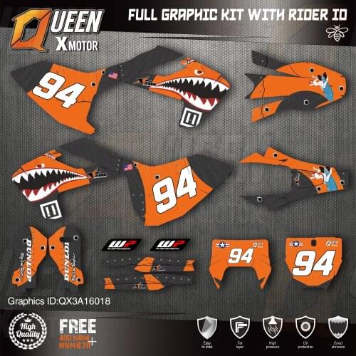 QUEEN X MOTOR Custom Team Graphics Decals Stickers Kit For Husqvarna Decal 2016-18 TC FC TX FX FS 17-19 TE FE 125-450CC 018