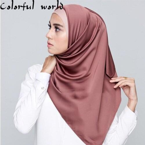 Malaysian high-end silk handkerchief silk bag towel Hot-selling headscarf Plain Color Head Shawl For Islamic Women Wrap 180*70cm