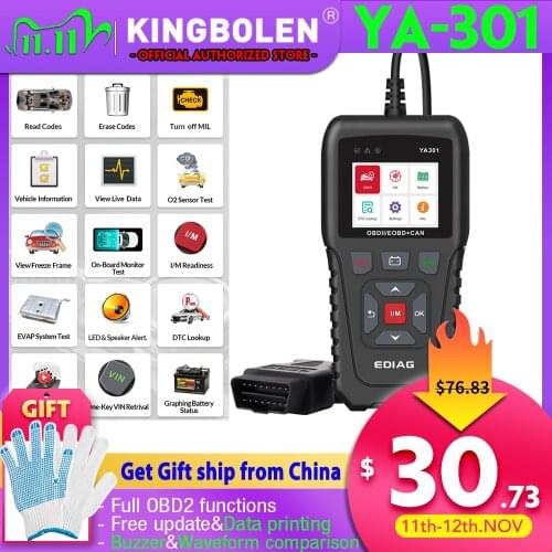 Ediag YA301 OBDII/EOBD Code Reader real 16Pin USB update With car battery detection function OBD2 Tool PK KW850 ELM327