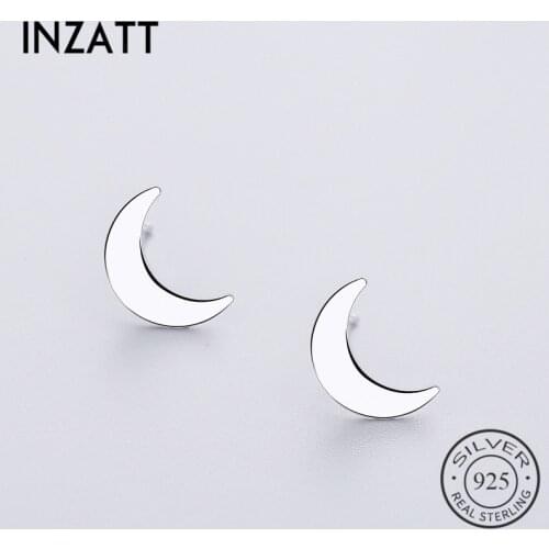 INZATT Punk Moon Stud Earrings Minimalist Geometric Shape 925 Sterling Silver For Women Birthday Party Fine Jewelry Accessories