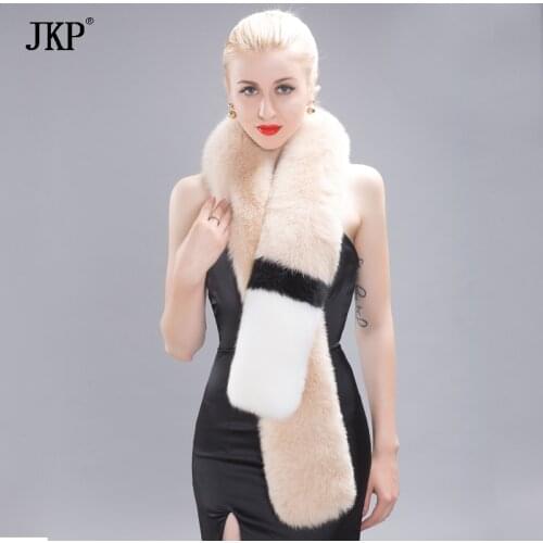 Hot New Womens Fur Collar Real Natural Fox Fleece Warm Scarf Autumn And Winter Multicolor Fashion Fur Collar Fox Scarf HW-07