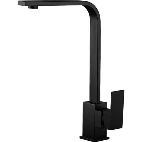 Square Kitchen Faucet Brass Bathroom Mixer Black Baking Paint Hot And Cold Water Tap 360 Degree Rotation Household Basin Mixer