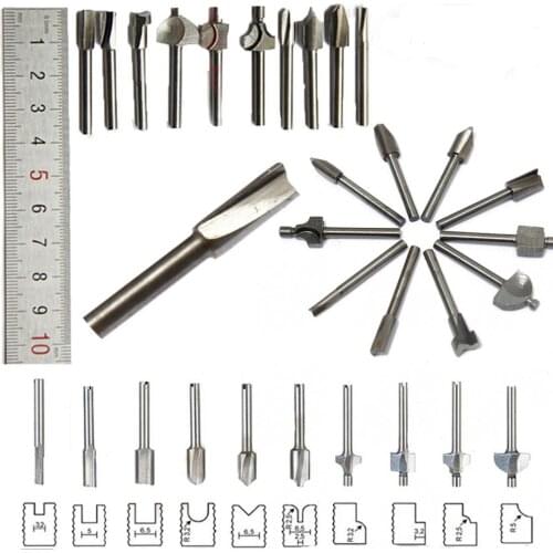 10pcs 1/8 Inch 3.175mm Shank HSS Router Bits Files Polishing Wood Drilling Center Drill Bit Diameter 3.2-6.5mm