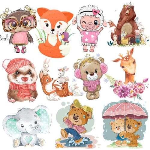 Cute Animals Patch DIY Iron On Transfer For Clothing Padan/Cat Thermal Stickers Heat Transfer For Clothes Appliques On Dress