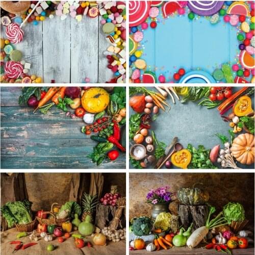 Yeele Wooden Board Food Vegetables Kitchen Decoration Photography Backgrounds Customized Photographic Backdrops for Photo Studio
