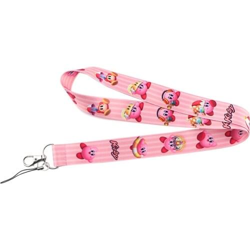 ZF2150 1pcs Pink Cartoon Key Chain Lanyard Gifts For Child Students Friends Phone USB Badge Holder Necklace