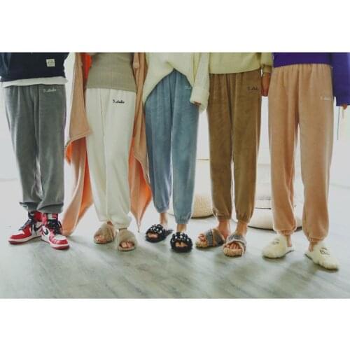 Sanderala Women Flannel Pajama Bloomers Pants 2019 Winter Elastic Loose Trousers Waist Solid Pajamas Bottom Home Sleep Underwear