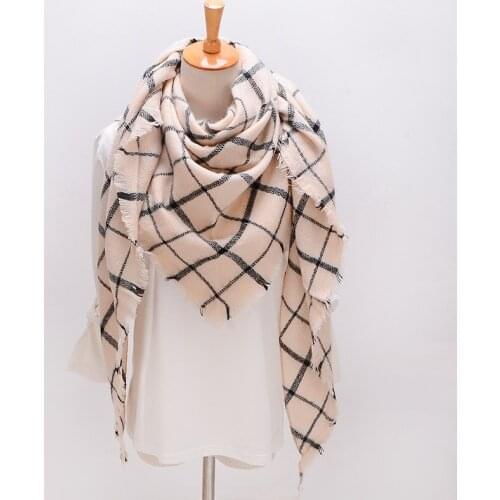 Winter summer hijab Triangle Scarf For Women female Brand Designer Shawl Cashmere Plaid Scarves Blanket Dropshipping XS027-14