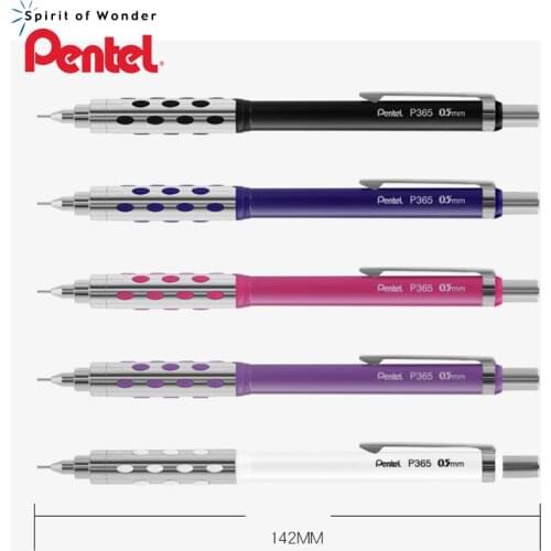 1 pcs Pentel metal mechanical pencil 0.5mm P365 metal non-slip push-type automatic pencil low weight grip rubber massage cushion