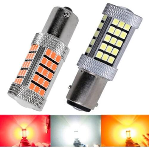10Pcs Super Bright 1156 BA15S P21W 1157 BAY15D Car LED DRL Turn Signal Light Backup Brake Lamp 2835 66SMD White Red Yellow DC12V