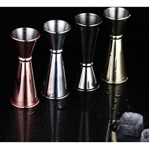 304 Stainless Steel Cocktail Bar Jigger Ounce Measuring Cup Double Head Rolled Rim Mixing Cup With Scale 1oz/2oz
