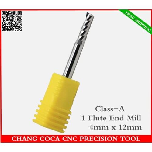 4mm*12mm,Freeshipping CNC machine solid carbide End Mill,Germany tungsten steel 1 flute spiral milling cutter,PVC,MDF router Bit